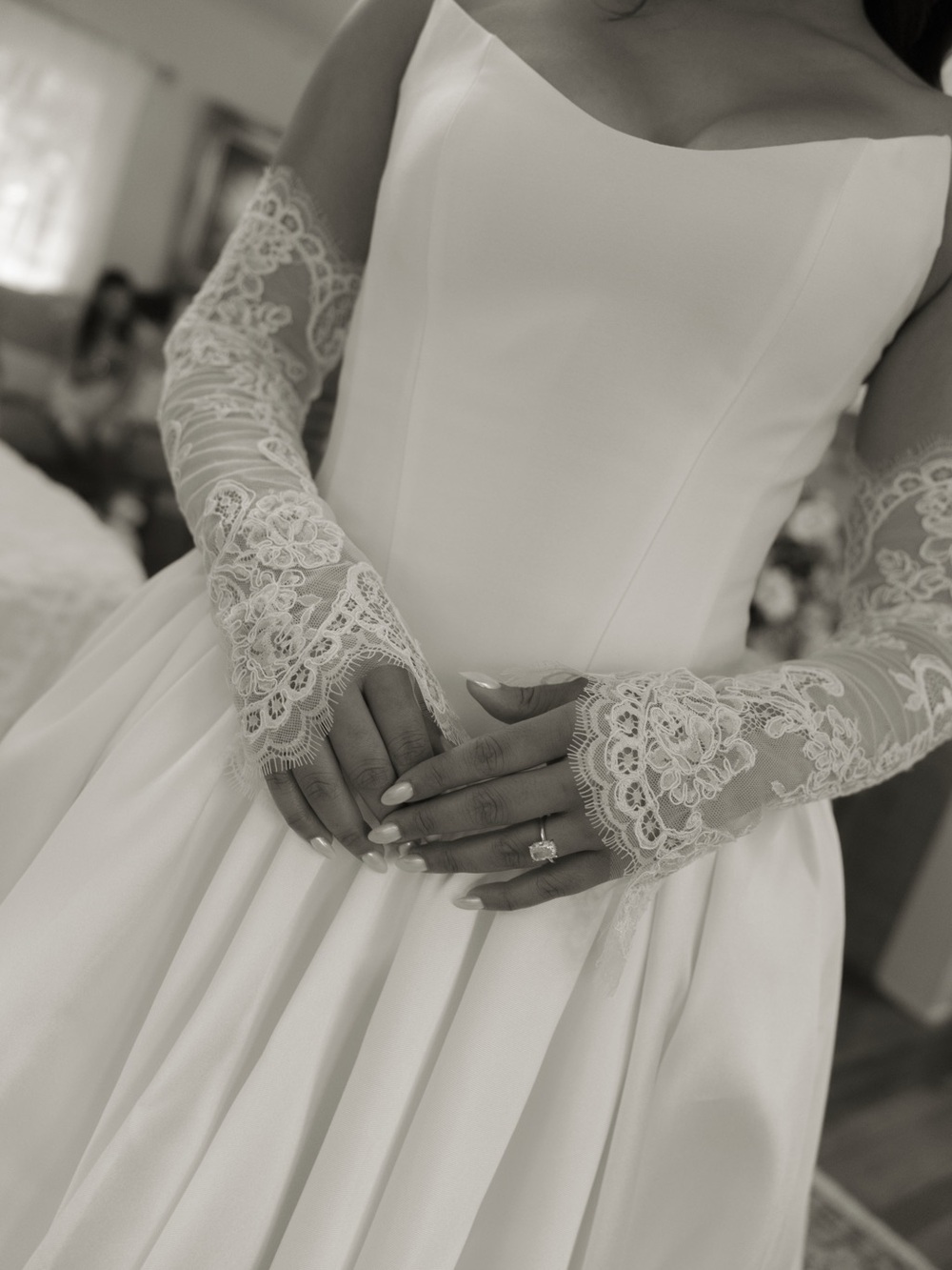 Custom off white lace bridal sleeves
